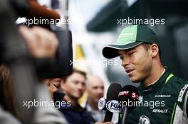 Andre Lotterer (GER) Caterham F1 Team with the media. 22.08.2014. Formula 1 World Championship, Rd 12, Belgian Grand Prix, Spa Francorchamps, Belgium, Practice Day.