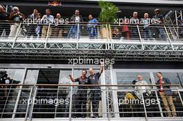 (L to R): Christian Horner (GBR) Red Bull Racing Team Principal and Adrian Newey (GBR) Red Bull Racing Chief Technical Officer take part in the ALS ice bucket challenge. 23.08.2014. Formula 1 World Championship, Rd 12, Belgian Grand Prix, Spa Francorchamps, Belgium, Qualifying Day.