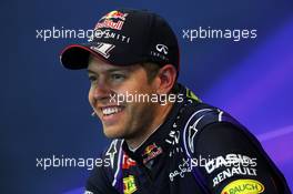 Sebastian Vettel (GER) Red Bull Racing in the FIA Press Conference. 23.08.2014. Formula 1 World Championship, Rd 12, Belgian Grand Prix, Spa Francorchamps, Belgium, Qualifying Day.