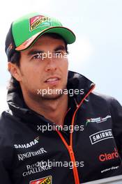 Sergio Perez (MEX) Sahara Force India F1 on the drivers parade. 24.08.2014. Formula 1 World Championship, Rd 12, Belgian Grand Prix, Spa Francorchamps, Belgium, Race Day.