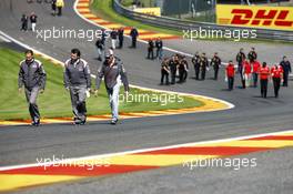 Adrian Sutil (GER) Sauber walks the circuit. 21.08.2014. Formula 1 World Championship, Rd 12, Belgian Grand Prix, Spa Francorchamps, Belgium, Preparation Day.