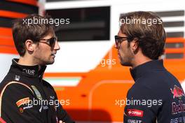 Romain Grosjean (FRA), Lotus F1 Team and Jean-Eric Vergne (FRA), Scuderia Toro Rosso   21.08.2014. Formula 1 World Championship, Rd 12, Belgian Grand Prix, Spa Francorchamps, Belgium, Preparation Day.