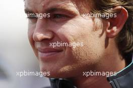 Nico Rosberg (GER) Mercedes AMG F1 with the media. 21.08.2014. Formula 1 World Championship, Rd 12, Belgian Grand Prix, Spa Francorchamps, Belgium, Preparation Day.