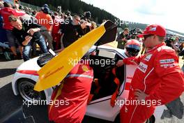 Kimi Raikkonen (FIN), Scuderia Ferrari drives a car from the Shell Eco Marathon 21.08.2014. Formula 1 World Championship, Rd 12, Belgian Grand Prix, Spa Francorchamps, Belgium, Preparation Day.