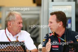(L to R): Dr Helmut Marko (AUT) Red Bull Motorsport Consultant with Christian Horner (GBR) Red Bull Racing Team Principal. 04.04.2014. Formula 1 World Championship, Rd 3, Bahrain Grand Prix, Sakhir, Bahrain, Practice Day