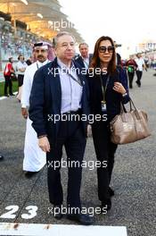 Jean Todt (FRA) FIA President with Michelle Yeoh (MAL). 06.04.2014. Formula 1 World Championship, Rd 3, Bahrain Grand Prix, Sakhir, Bahrain, Race Day.