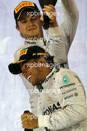 Lewis Hamilton (GBR), Mercedes AMG F1 Team and Nico Rosberg (GER), Mercedes AMG F1 Team  06.04.2014. Formula 1 World Championship, Rd 3, Bahrain Grand Prix, Sakhir, Bahrain, Race Day.