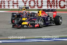 Sebastian Vettel (GER), Red Bull Racing and Daniel Ricciardo (AUS), Red Bull Racing  06.04.2014. Formula 1 World Championship, Rd 3, Bahrain Grand Prix, Sakhir, Bahrain, Race Day.