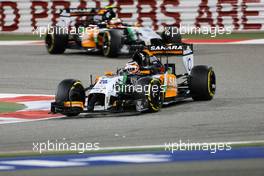 Nico Hulkenberg (GER), Sahara Force India and Sergio Perez (MEX), Sahara Force India  06.04.2014. Formula 1 World Championship, Rd 3, Bahrain Grand Prix, Sakhir, Bahrain, Race Day.