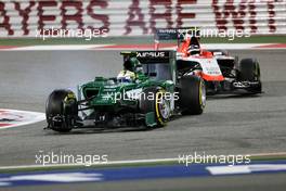 Marcus Ericsson (SWE), Caterham F1 Team and Max Chilton (GBR), Marussia F1 Team  06.04.2014. Formula 1 World Championship, Rd 3, Bahrain Grand Prix, Sakhir, Bahrain, Race Day.