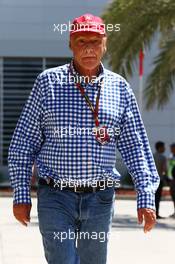 Niki Lauda (AUT) Mercedes Non-Executive Chairman. 05.04.2014. Formula 1 World Championship, Rd 3, Bahrain Grand Prix, Sakhir, Bahrain, Qualifying Day.