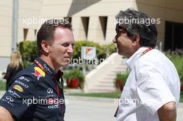 (L to R): Christian Horner (GBR) Red Bull Racing Team Principal with Pasquale Lattuneddu (ITA) of the FOM. 06.04.2014. Formula 1 World Championship, Rd 3, Bahrain Grand Prix, Sakhir, Bahrain, Race Day.