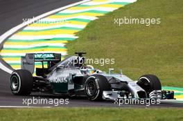 Lewis Hamilton (GBR) Mercedes AMG F1 W05. 07.11.2014. Formula 1 World Championship, Rd 18, Brazilian Grand Prix, Sao Paulo, Brazil, Practice Day.