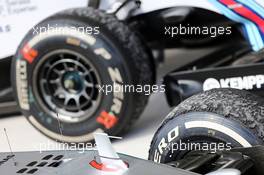 Worn Pirelli tyres in parc ferme. 09.11.2014. Formula 1 World Championship, Rd 18, Brazilian Grand Prix, Sao Paulo, Brazil, Race Day.