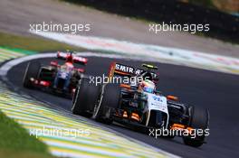 Sergio Perez (MEX) Sahara Force India F1 VJM07. 09.11.2014. Formula 1 World Championship, Rd 18, Brazilian Grand Prix, Sao Paulo, Brazil, Race Day.