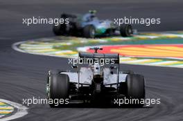 Lewis Hamilton (GBR), Mercedes AMG F1 Team and Nico Rosberg (GER), Mercedes AMG F1 Team  09.11.2014. Formula 1 World Championship, Rd 18, Brazilian Grand Prix, Sao Paulo, Brazil, Race Day.