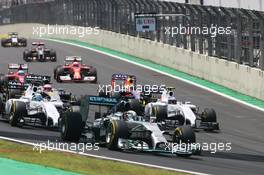 Lewis Hamilton (GBR) Mercedes AMG F1 W05 at the start of the race. 09.11.2014. Formula 1 World Championship, Rd 18, Brazilian Grand Prix, Sao Paulo, Brazil, Race Day.