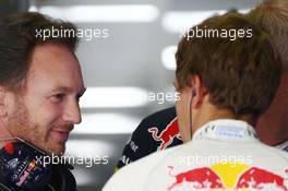 (L to R): Christian Horner (GBR) Red Bull Racing Team Principal with Sebastian Vettel (GER) Red Bull Racing. 08.11.2014. Formula 1 World Championship, Rd 18, Brazilian Grand Prix, Sao Paulo, Brazil, Qualifying Day.