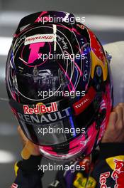 The helmet of Sebastian Vettel (GER) Red Bull Racing. 08.11.2014. Formula 1 World Championship, Rd 18, Brazilian Grand Prix, Sao Paulo, Brazil, Qualifying Day.