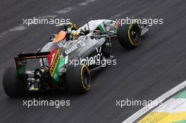 Sergio Perez (MEX) Sahara Force India F1 VJM07. 08.11.2014. Formula 1 World Championship, Rd 18, Brazilian Grand Prix, Sao Paulo, Brazil, Qualifying Day.