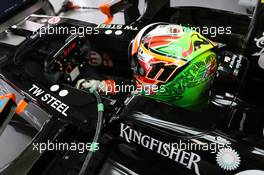 Sergio Perez (MEX) Sahara Force India F1 VJM07. 08.11.2014. Formula 1 World Championship, Rd 18, Brazilian Grand Prix, Sao Paulo, Brazil, Qualifying Day.