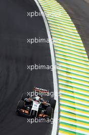 Sergio Perez (MEX) Sahara Force India F1 VJM07. 08.11.2014. Formula 1 World Championship, Rd 18, Brazilian Grand Prix, Sao Paulo, Brazil, Qualifying Day.