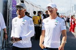 (L to R): Lewis Hamilton (GBR) Mercedes AMG F1 with team mate Nico Rosberg (GER) Mercedes AMG F1. 06.06.2014. Formula 1 World Championship, Rd 7, Canadian Grand Prix, Montreal, Canada, Practice Day.
