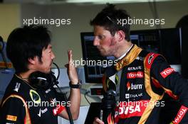 Romain Grosjean (FRA) Lotus F1 Team with Ayao Komatsu (JPN) Lotus F1 Team Race Engineer. 06.06.2014. Formula 1 World Championship, Rd 7, Canadian Grand Prix, Montreal, Canada, Practice Day.