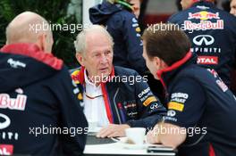 (L to R): Adrian Newey (GBR) Red Bull Racing Chief Technical Officer with Dr Helmut Marko (AUT) Red Bull Motorsport Consultant and Christian Horner (GBR) Red Bull Racing Team Principal. 06.06.2014. Formula 1 World Championship, Rd 7, Canadian Grand Prix, Montreal, Canada, Practice Day.