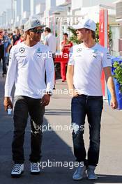 (L to R): Lewis Hamilton (GBR) Mercedes AMG F1 with team mate Nico Rosberg (GER) Mercedes AMG F1. 06.06.2014. Formula 1 World Championship, Rd 7, Canadian Grand Prix, Montreal, Canada, Practice Day.