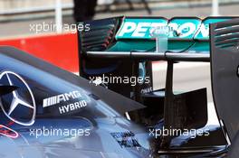 Mercedes AMG F1 W05 rear wing detail. 06.06.2014. Formula 1 World Championship, Rd 7, Canadian Grand Prix, Montreal, Canada, Practice Day.
