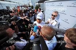Jenson Button (GBR) McLaren with the media. 06.06.2014. Formula 1 World Championship, Rd 7, Canadian Grand Prix, Montreal, Canada, Practice Day.