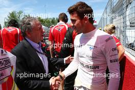 Jules Bianchi (FRA) Marussia F1 Team MR03 Peter Windsor (AUS) Journalist Jean Todt (FRA) FIA President on the grid. 08.06.2014. Formula 1 World Championship, Rd 7, Canadian Grand Prix, Montreal, Canada, Race Day.