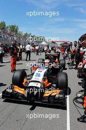 Sergio Perez (MEX) Sahara Force India F1 VJM07 on the grid. 08.06.2014. Formula 1 World Championship, Rd 7, Canadian Grand Prix, Montreal, Canada, Race Day.