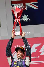 Race winner Daniel Ricciardo (AUS) Red Bull Racing celebrates on the podium. 08.06.2014. Formula 1 World Championship, Rd 7, Canadian Grand Prix, Montreal, Canada, Race Day.