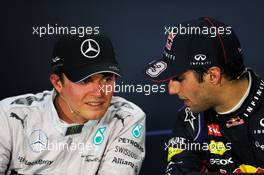 (L to R): Nico Rosberg (GER) Mercedes AMG F1 and race winner Daniel Ricciardo (AUS) Red Bull Racing in the FIA Press Conference. 08.06.2014. Formula 1 World Championship, Rd 7, Canadian Grand Prix, Montreal, Canada, Race Day.