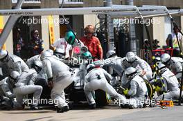Lewis Hamilton (GBR) Mercedes AMG F1 W05 makes a pit stop. 08.06.2014. Formula 1 World Championship, Rd 7, Canadian Grand Prix, Montreal, Canada, Race Day.