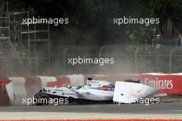 Felipe Massa (BRA) Williams FW36 and crashes on the last lap of the race. 08.06.2014. Formula 1 World Championship, Rd 7, Canadian Grand Prix, Montreal, Canada, Race Day.