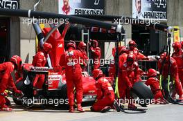 Kimi Raikkonen (FIN) Ferrari F14-T makes a pit stop. 08.06.2014. Formula 1 World Championship, Rd 7, Canadian Grand Prix, Montreal, Canada, Race Day.