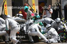 Nico Rosberg (GER) Mercedes AMG F1 W05 makes a pit stop. 08.06.2014. Formula 1 World Championship, Rd 7, Canadian Grand Prix, Montreal, Canada, Race Day.