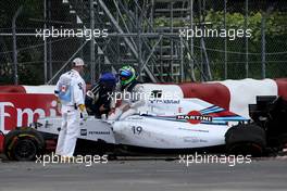 Accident between Felipe Massa (BRA), Williams F1 Team, Sergio Perez (MEX), Sahara Force India 08.06.2014. Formula 1 World Championship, Rd 7, Canadian Grand Prix, Montreal, Canada, Race Day.