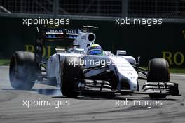 Felipe Massa (BRA) Williams FW36 locks up under braking. 08.06.2014. Formula 1 World Championship, Rd 7, Canadian Grand Prix, Montreal, Canada, Race Day.