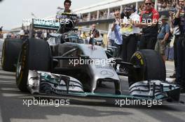Nico Rosberg (GER) Mercedes AMG F1 W05 enters parc ferme. 08.06.2014. Formula 1 World Championship, Rd 7, Canadian Grand Prix, Montreal, Canada, Race Day.