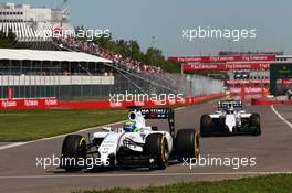 Felipe Massa (BRA) Williams FW36 leads team mate Valtteri Bottas (FIN) Williams FW36. 07.06.2014. Formula 1 World Championship, Rd 7, Canadian Grand Prix, Montreal, Canada, Qualifying Day.