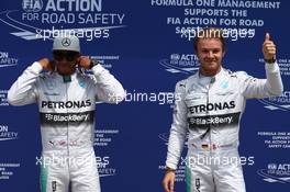 pole for Nico Rosberg (GER) Mercedes AMG F1, 2nd for Lewis Hamilton (GBR) Mercedes AMG F1 W05 and 3rd for Sebastian Vettel (GER) Red Bull Racing. 07.06.2014. Formula 1 World Championship, Rd 7, Canadian Grand Prix, Montreal, Canada, Qualifying Day.