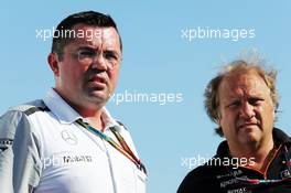 (L to R): Eric Boullier (FRA) McLaren Racing Director with Robert Fernley (GBR) Sahara Force India F1 Team Deputy Team Principal. 07.06.2014. Formula 1 World Championship, Rd 7, Canadian Grand Prix, Montreal, Canada, Qualifying Day.