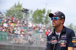 Sebastian Vettel (GER) Red Bull Racing on the drivers parade. 08.06.2014. Formula 1 World Championship, Rd 7, Canadian Grand Prix, Montreal, Canada, Race Day.