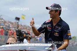 Daniel Ricciardo (AUS) Red Bull Racing on the drivers parade. 08.06.2014. Formula 1 World Championship, Rd 7, Canadian Grand Prix, Montreal, Canada, Race Day.