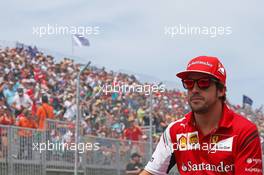 Fernando Alonso (ESP) Ferrari on the drivers parade. 08.06.2014. Formula 1 World Championship, Rd 7, Canadian Grand Prix, Montreal, Canada, Race Day.