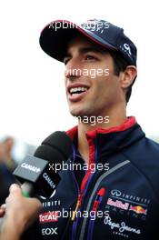 Daniel Ricciardo (AUS) Red Bull Racing with the media. 05.06.2014. Formula 1 World Championship, Rd 7, Canadian Grand Prix, Montreal, Canada, Preparation Day.